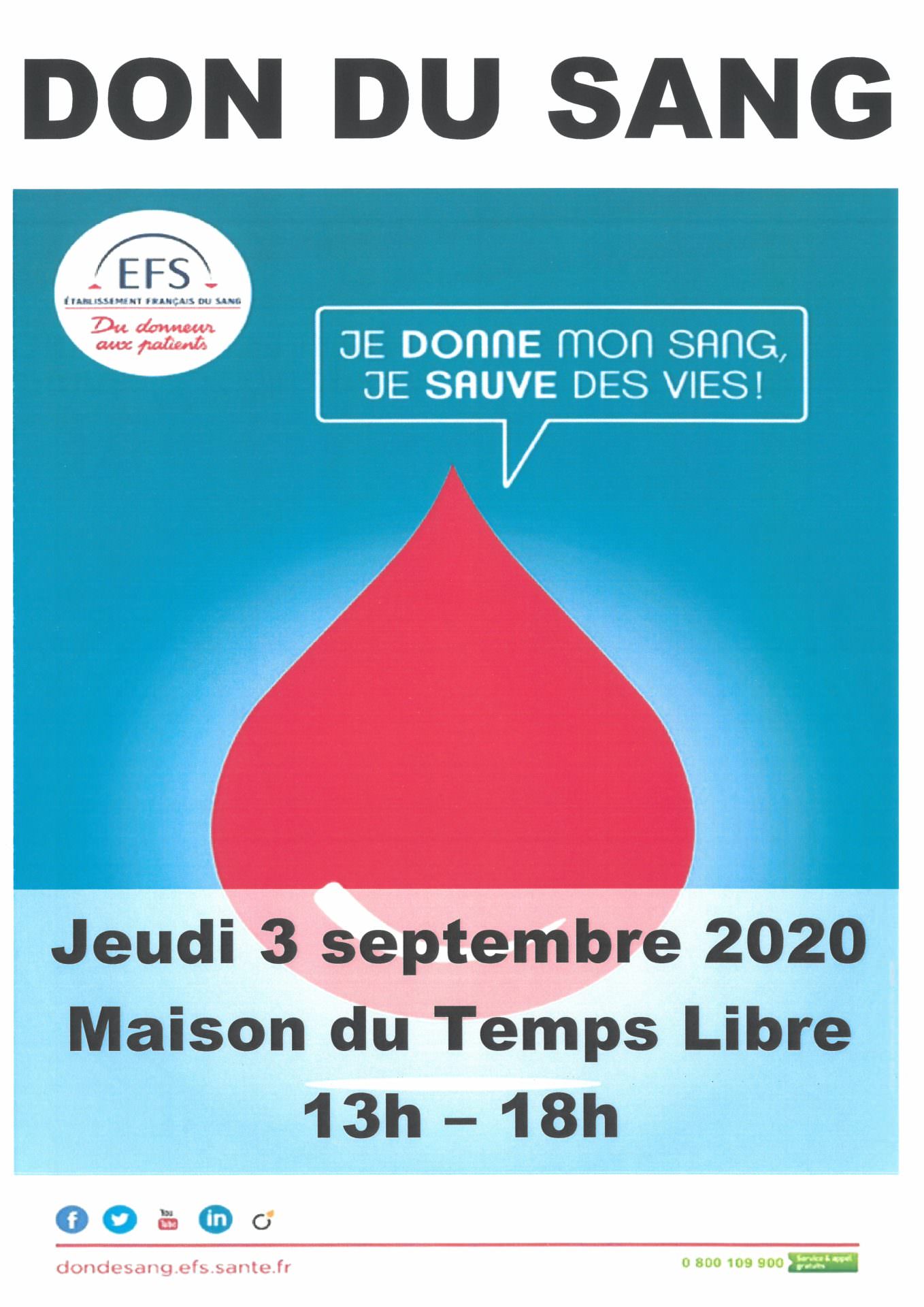 Lire la suite à propos de l’article DON DU SANG le 03 septembre 2020 à Sévérac d’Aveyron